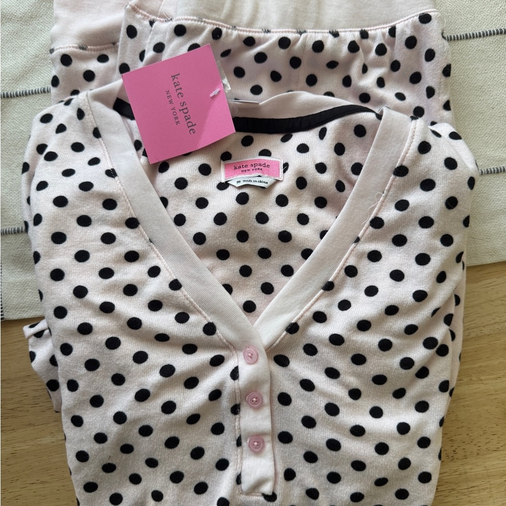 Kate Spade Pink and Black Polka Dot Top